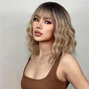 Short Wig with Bangs Blonde